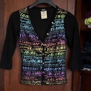 D&G Black Top with Multicolor Text